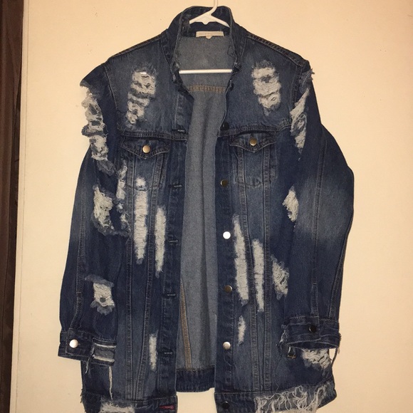 Artsy Distressed jean jacket - Picture 2 of 5